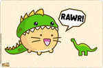 Dino Cat Rawr Tin Card