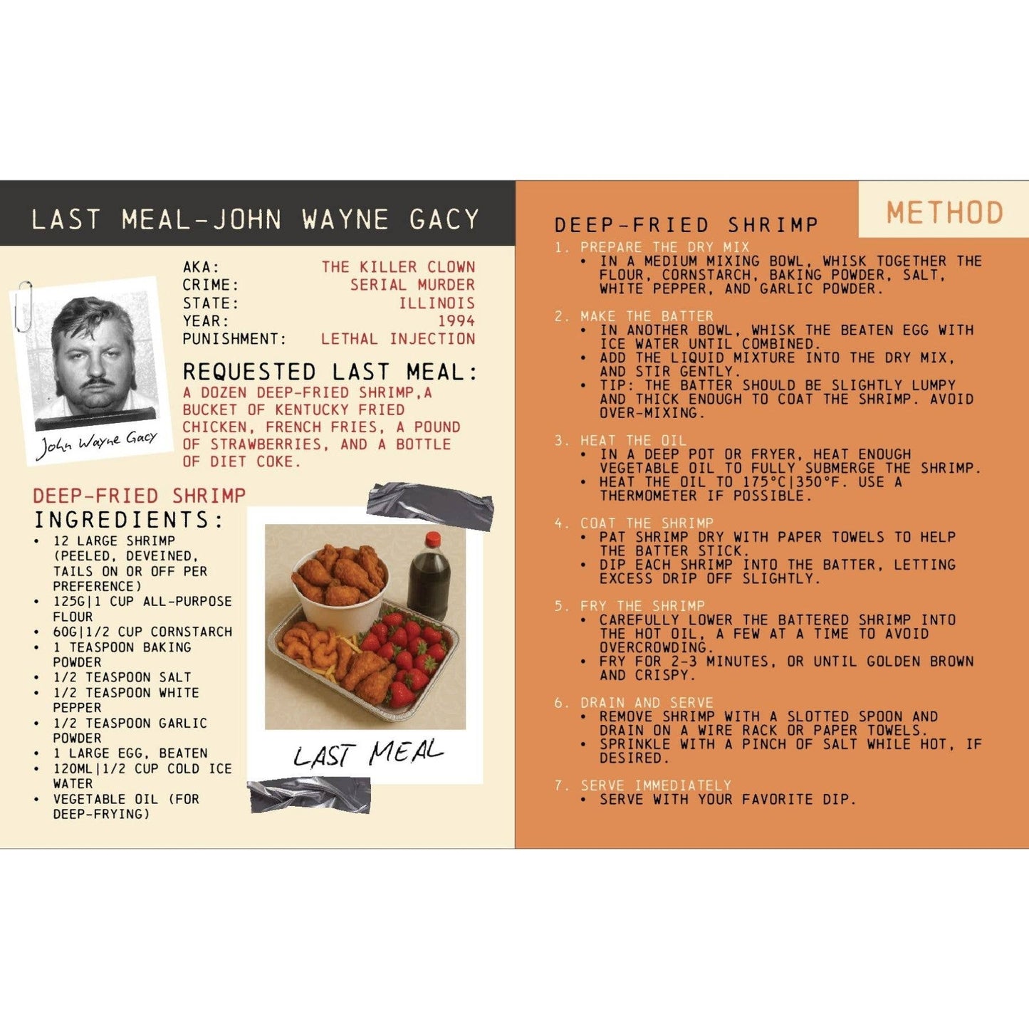 Death Row Cookbook: Famous Last Meals with Recipes